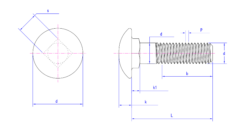 JIS B1171 Cup Head Square Neck Bolts JIS B1171 Cup Head Square Neck Bolts