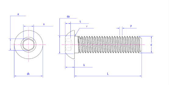 Cabezal de botón Bolt hexagonal Cabezal de botón Bolt hexagonal