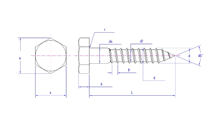 ASME B18.2.1-15 Hex Head Lag Screws ASME B18.2.1-15 Hex Head Lag Screws