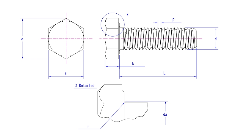 DIN 558 M5 to M36 Hexagon Head Screws Threaded up to The Head DIN 558 M5 to M36 Hexagon Head Screws Threaded up to The Head