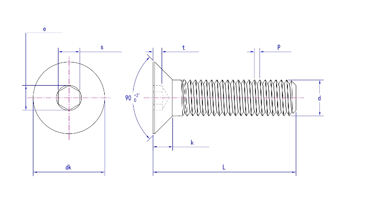 Altıgen Soket Countersunk Vidası ISO 10642 Altıgen Soket Countersunk Vidası ISO 10642