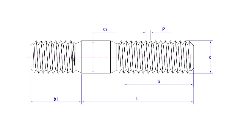 DIN 835 مسامير مزدوجة الأطراف bm=2d DIN 835 مسامير مزدوجة الأطراف bm=2d